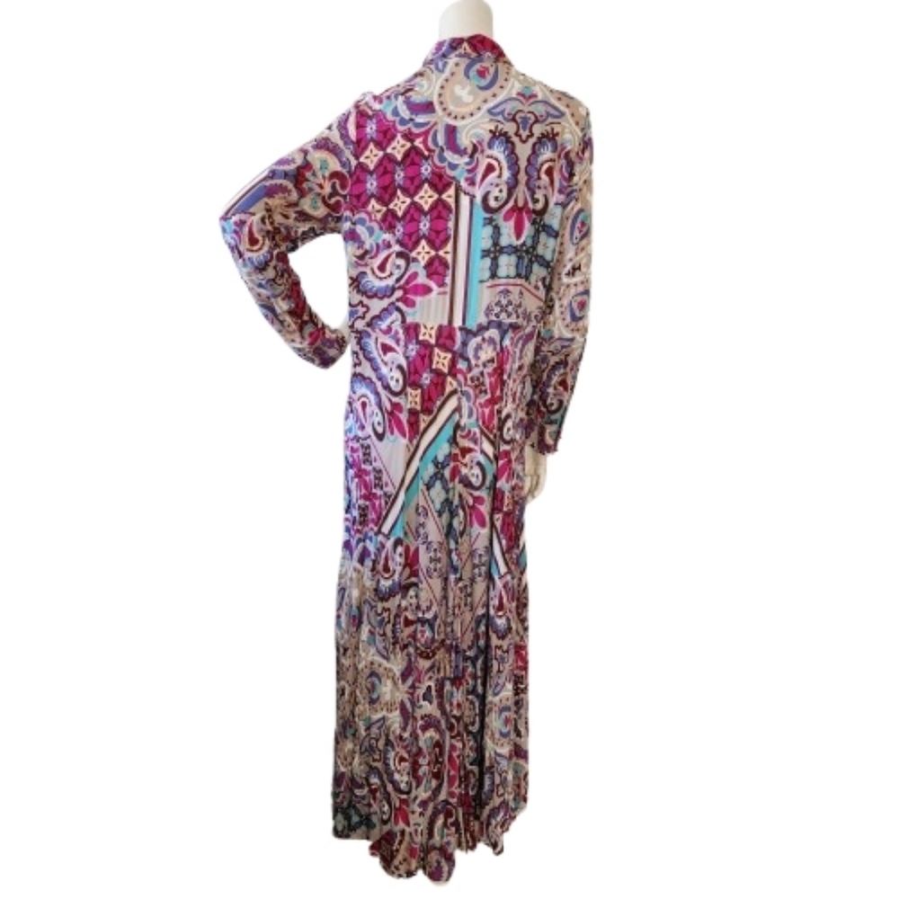 Soft Surroundings Maxi Dress Women's M Palermo Soho Long Sleeve Multi-Color Boho - Picture 3 of 10
